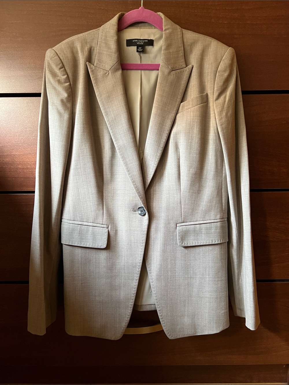 Ann Taylor Light Beige Tailored Single-Button Blazer